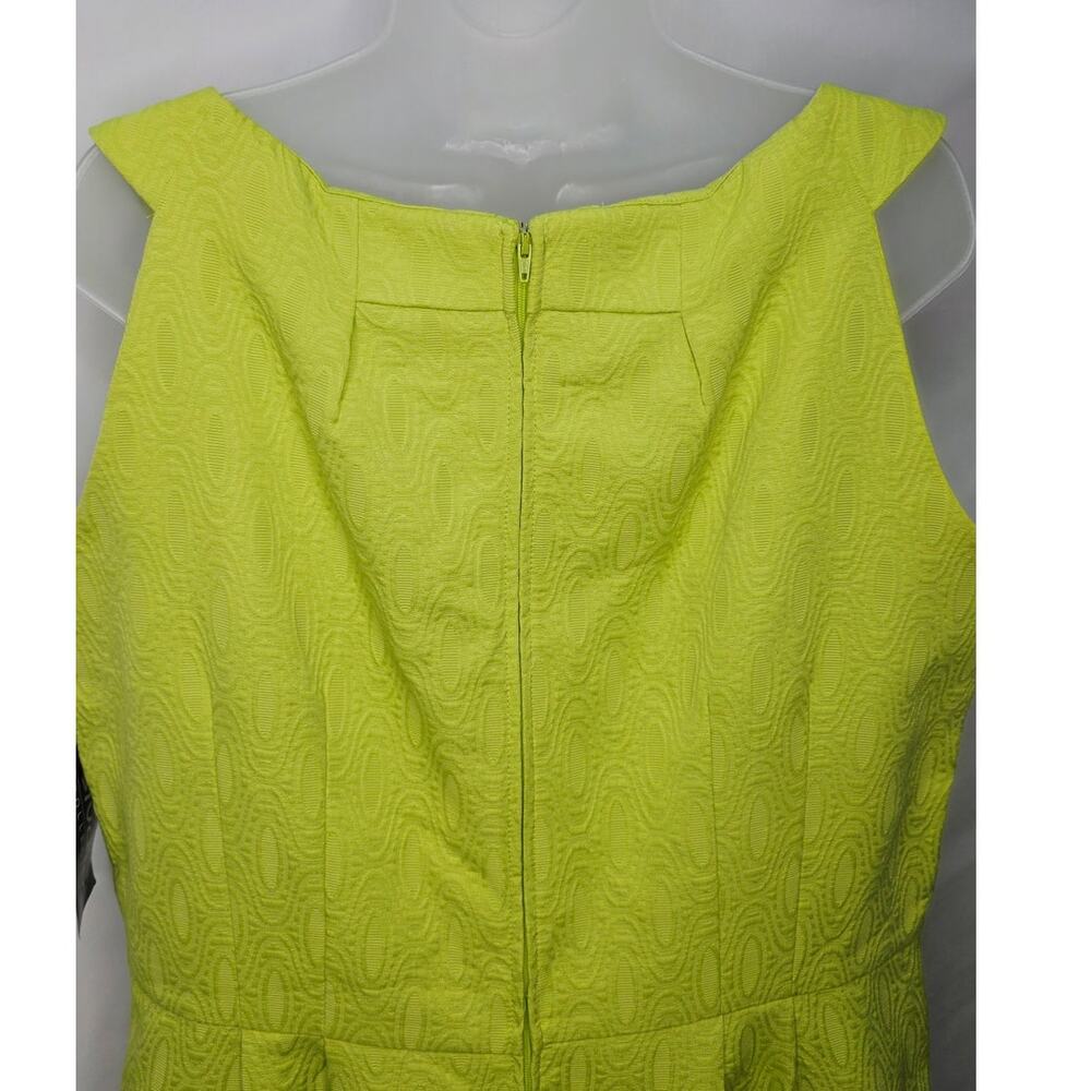 K Studio Collection Lime Green Retro Jacquard Pleated Shift Dress Office Preppy - Picture 14 of 15